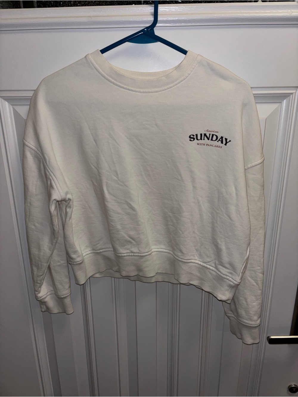 Mango Ivory Cropped Crewneck Sweatshirt
